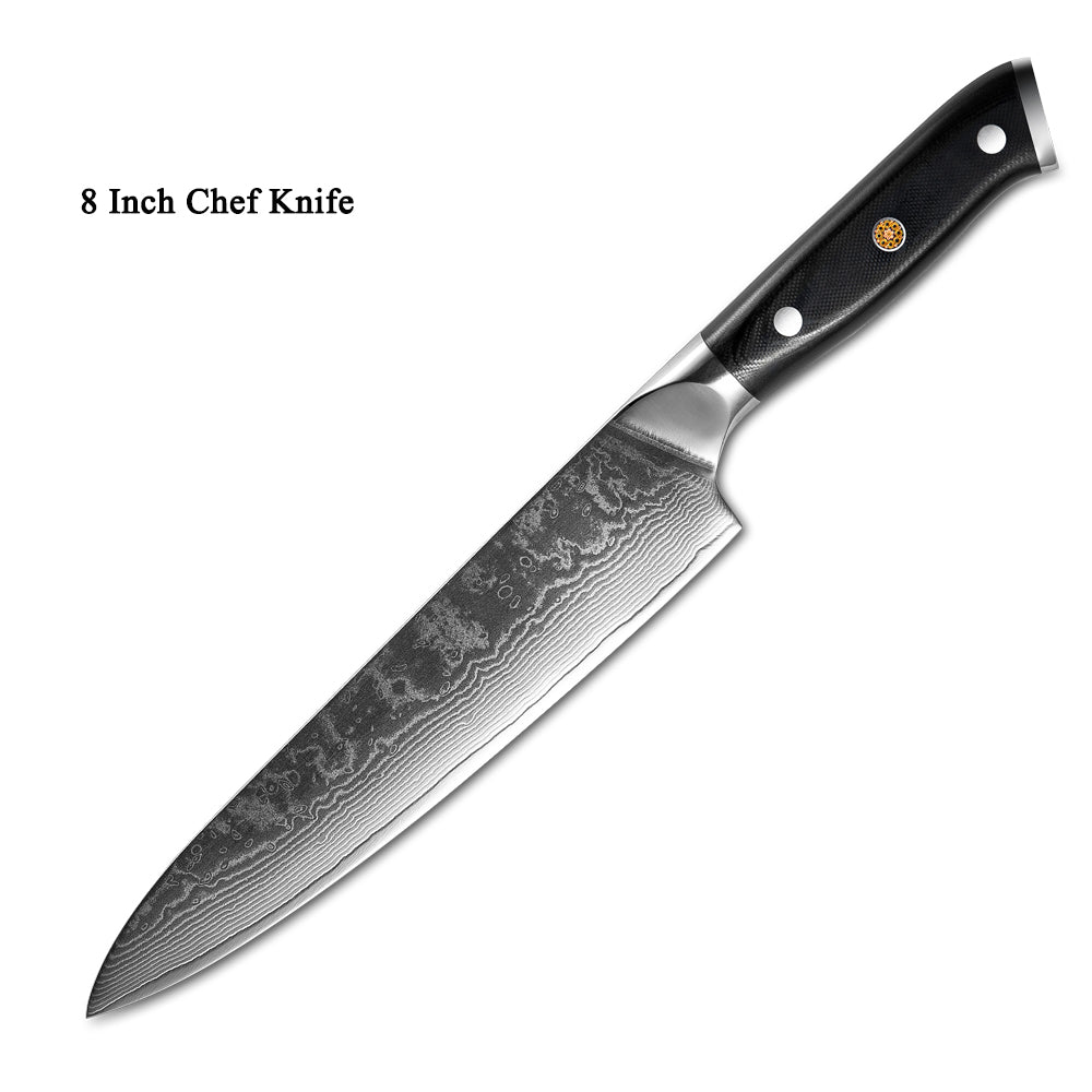 Atila Damascus Pattern Professional Kitchen Knife
