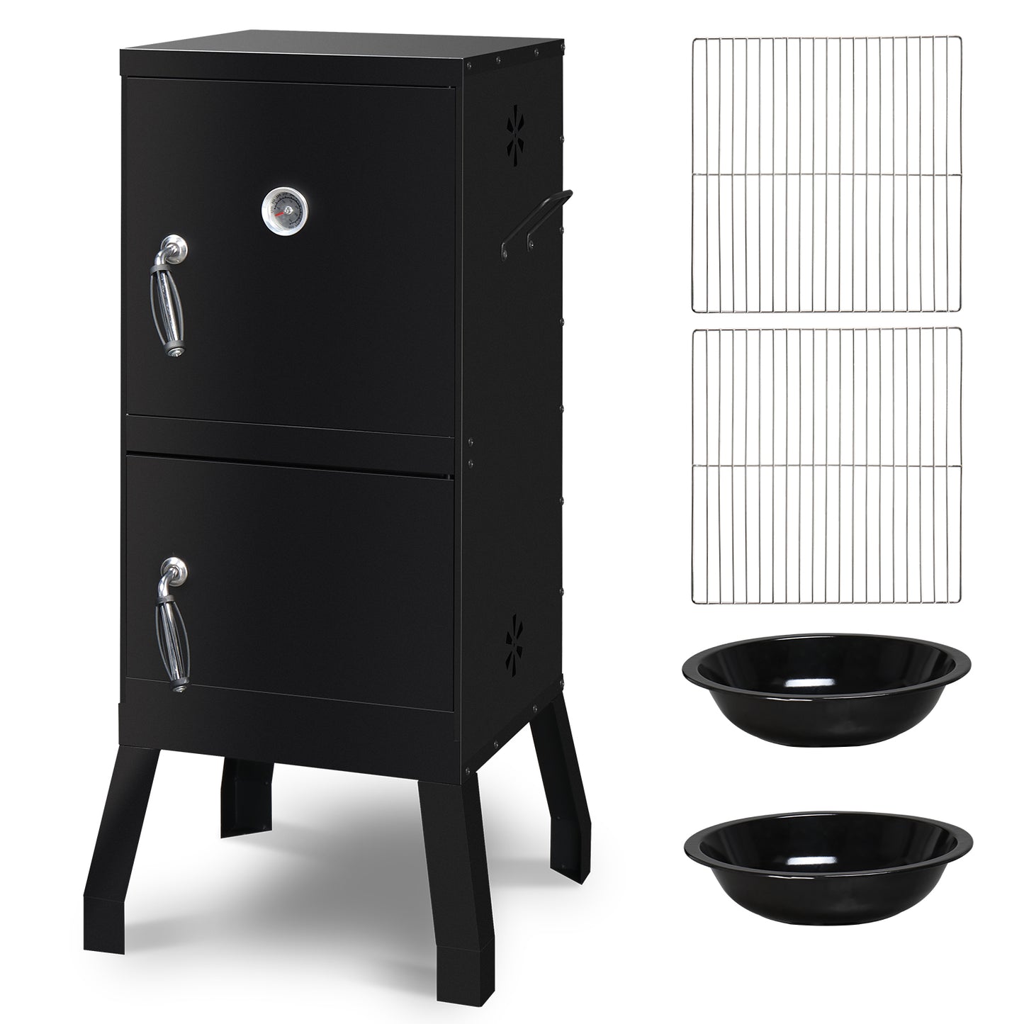 Atila Black Double Door Smoked Vertical Iron Carbon Oven