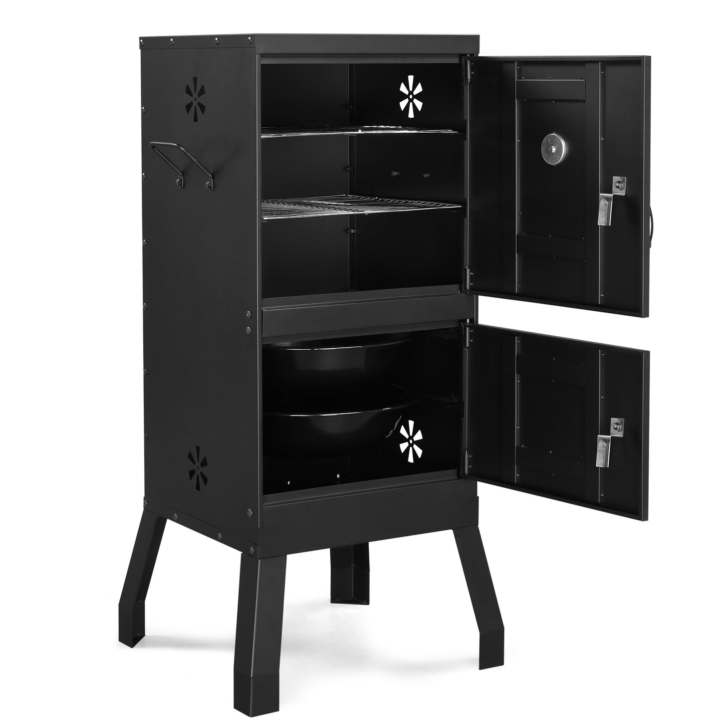 Atila Black Double Door Smoked Vertical Iron Carbon Oven
